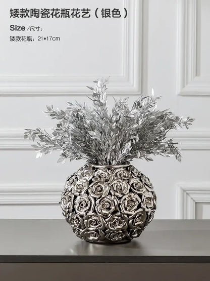 Elegant gold ceramic rose vase living room wedding centerpiece