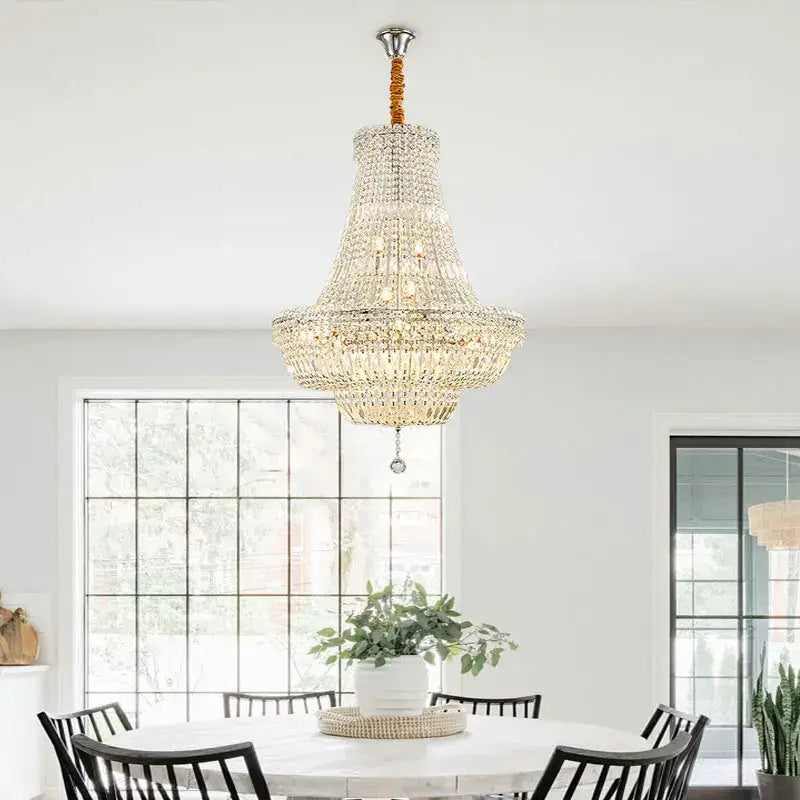 Elegant gold & chrome k9 crystal chandelier for dining room