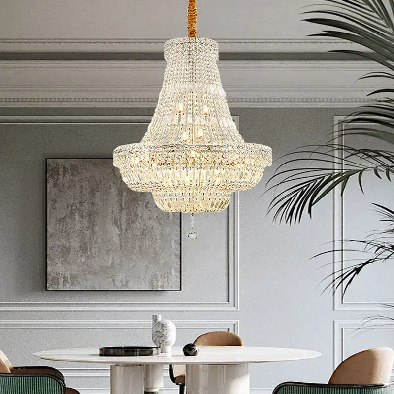 Elegant gold & chrome k9 crystal chandelier for dining room