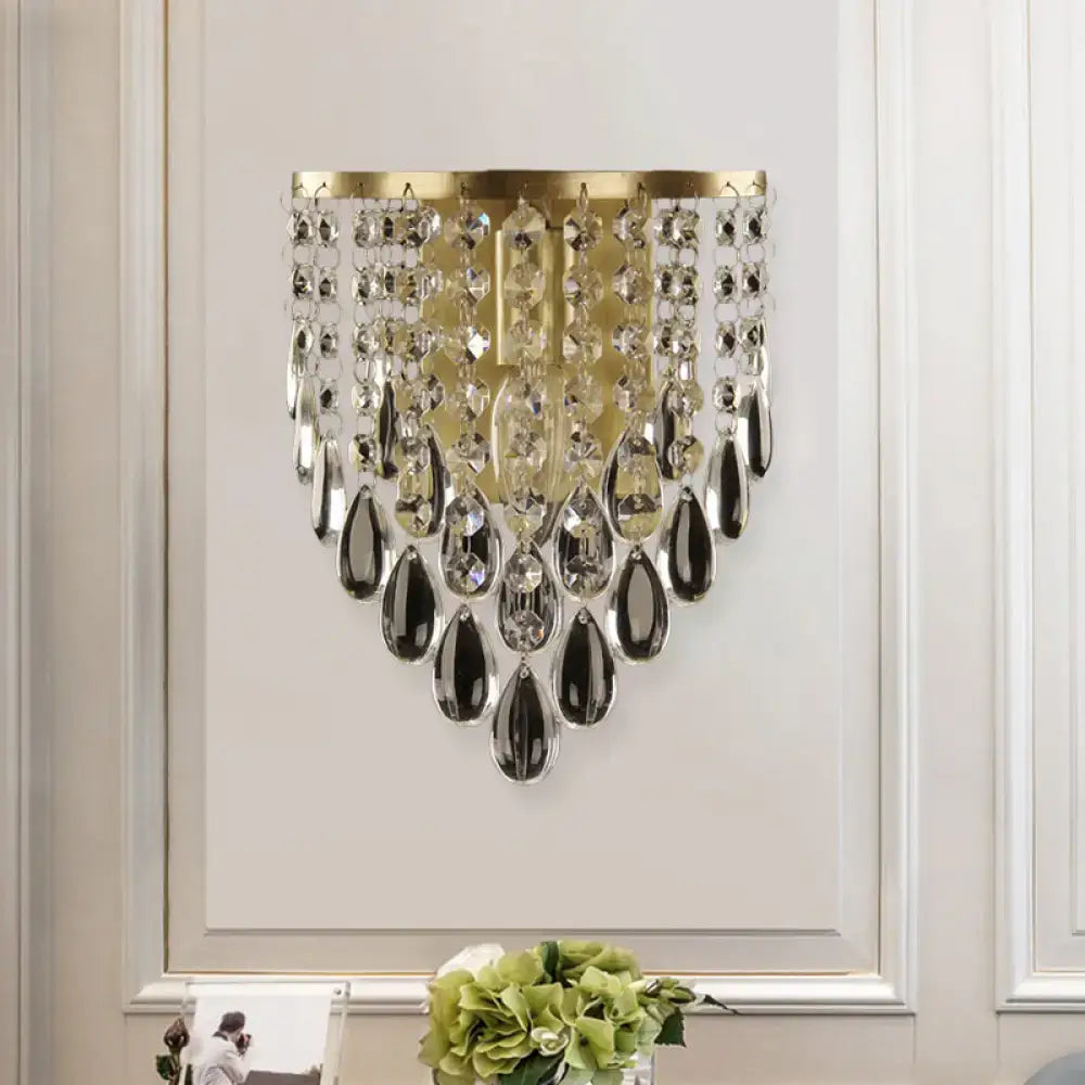 Elegant gold corridor wall mounted sconce with beveled glass crystal