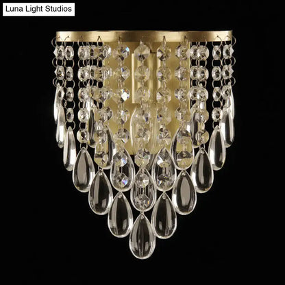 Elegant gold corridor wall mounted sconce with beveled glass crystal