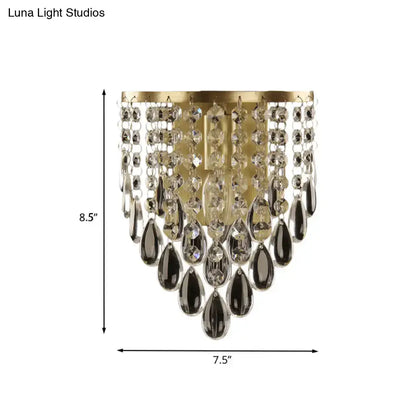 Elegant gold corridor wall mounted sconce with beveled glass crystal