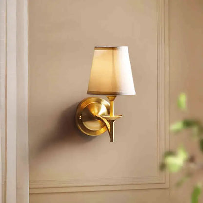 Elegant gold & cream fabric wall lamp bedroom sconce