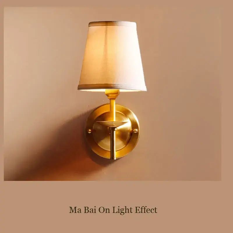 Elegant gold & cream fabric wall lamp bedroom sconce