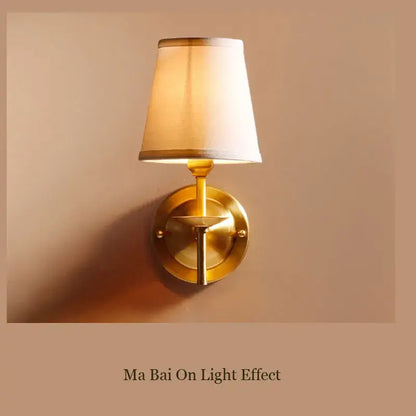 Elegant gold & cream fabric wall lamp bedroom sconce