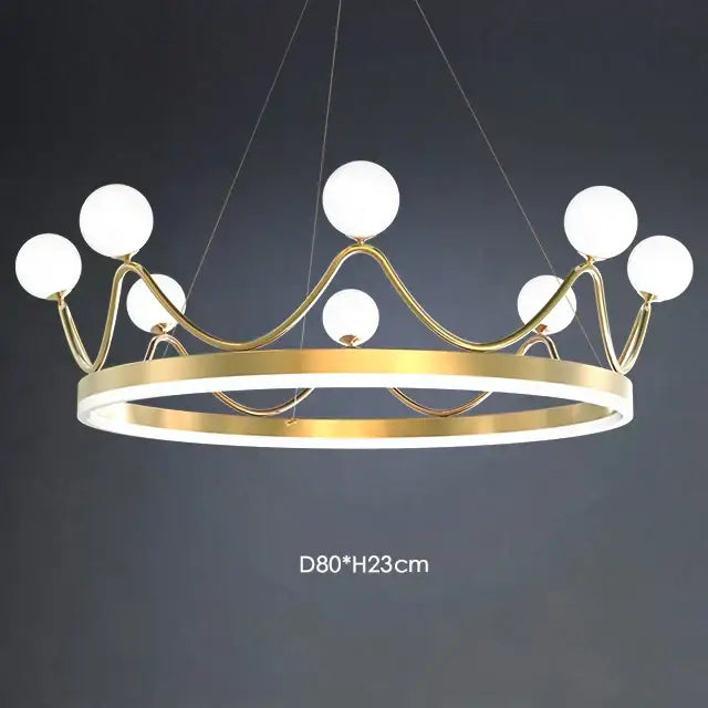 Elegant gold crown led chandelier kids room pendant light
