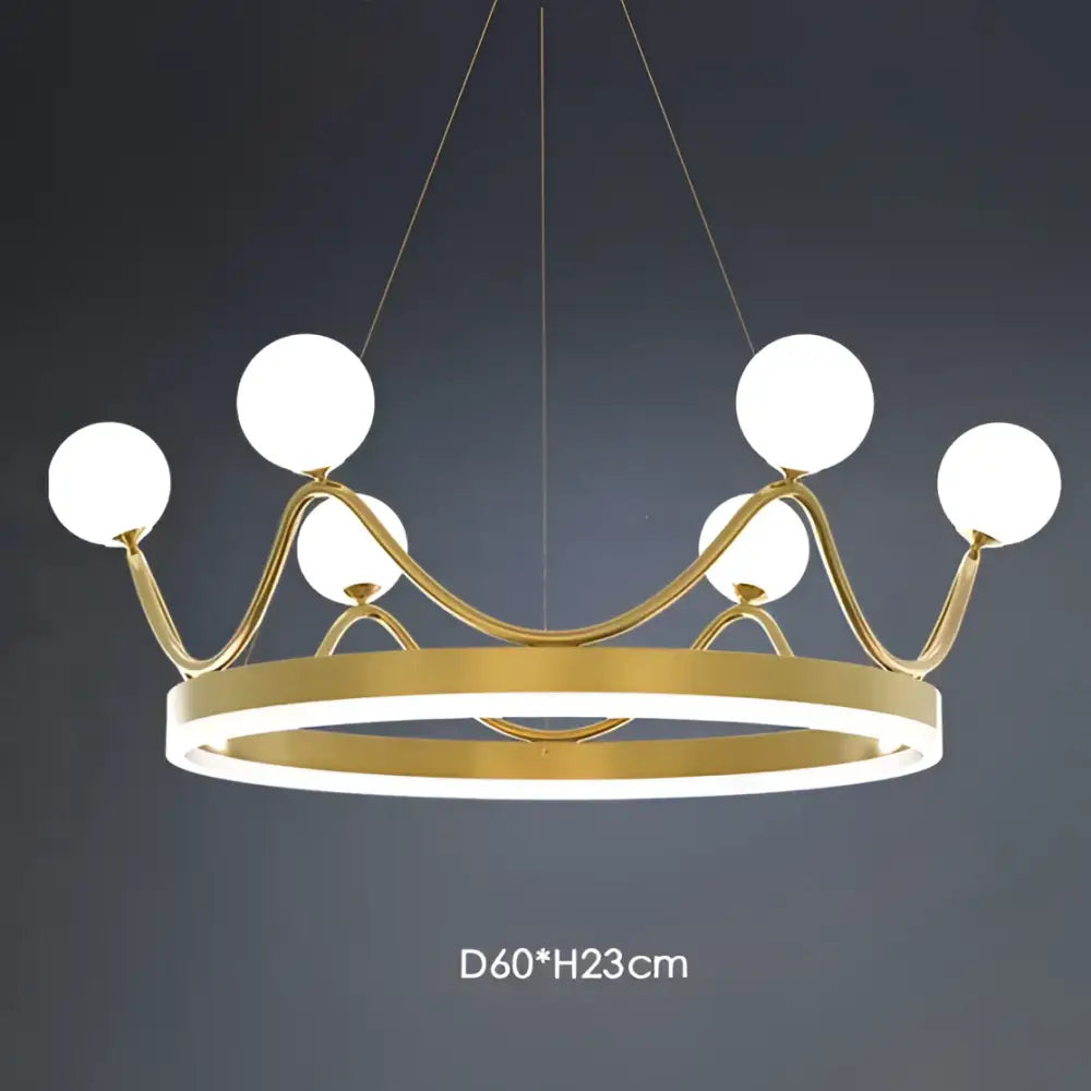 Elegant gold crown led chandelier kids room pendant light