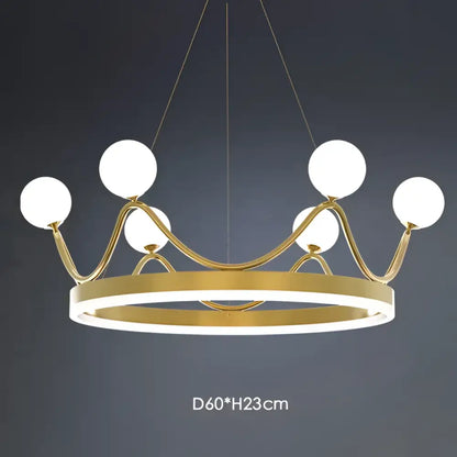 Elegant gold crown led chandelier kids room pendant light