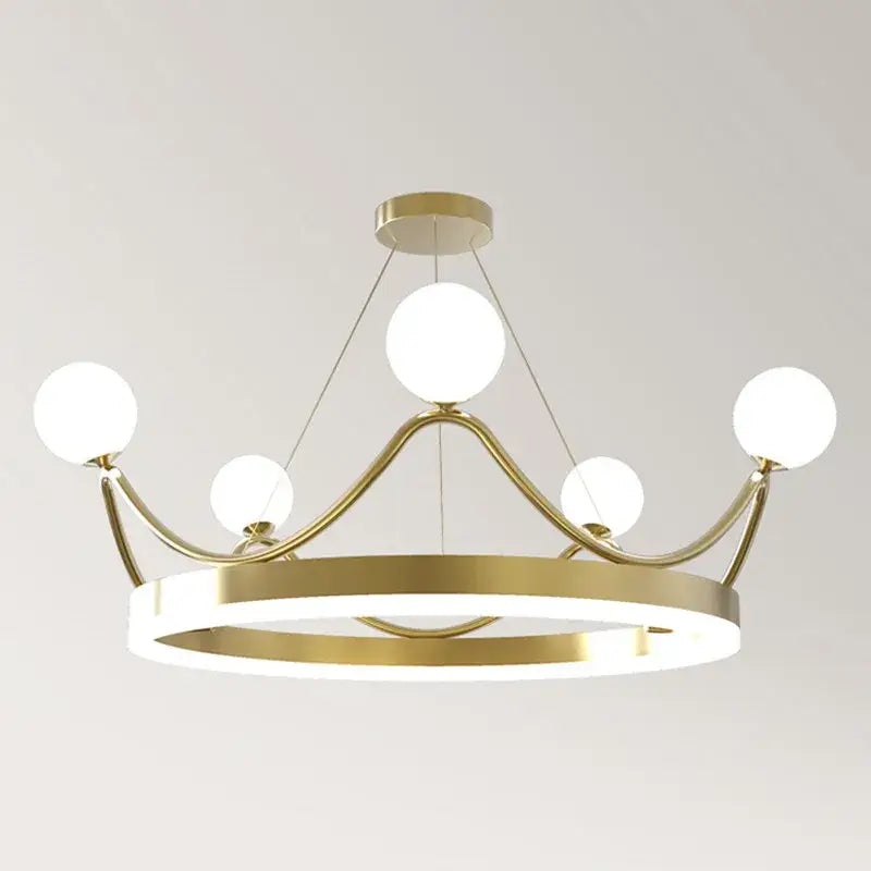 Elegant gold crown led chandelier kids room pendant light