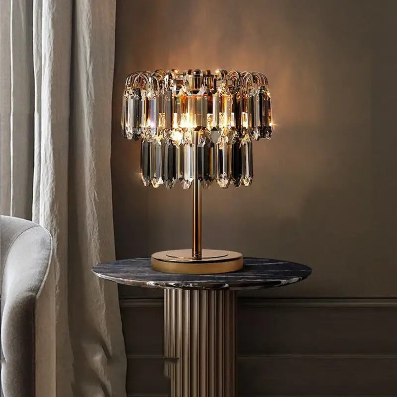 Elegant gold crystal bar table lamp dining room decor