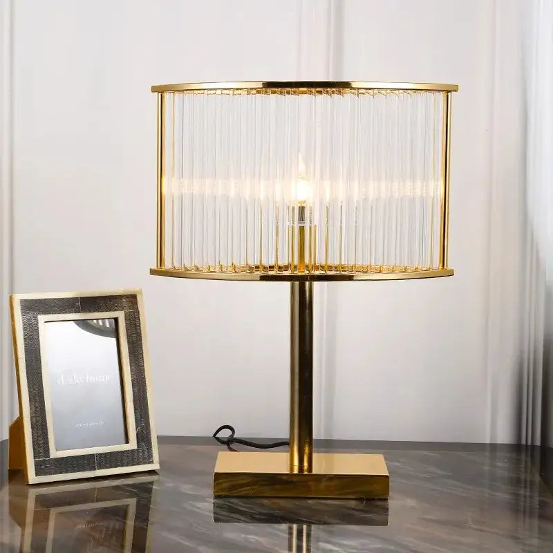 Elegant gold crystal bar table lamp dining room decor