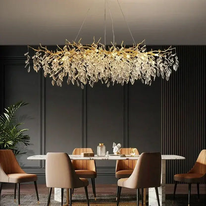 Elegant gold crystal branch chandelier dining room pendant light