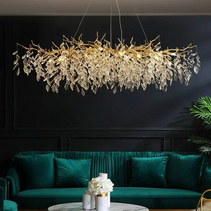 Elegant gold crystal branch chandelier dining room pendant light