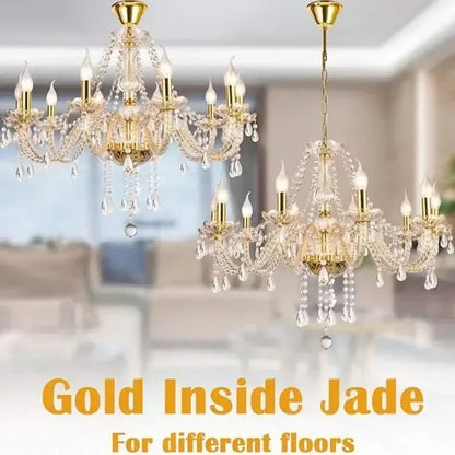 Elegant gold crystal candelabra pendant chandelier for dining room