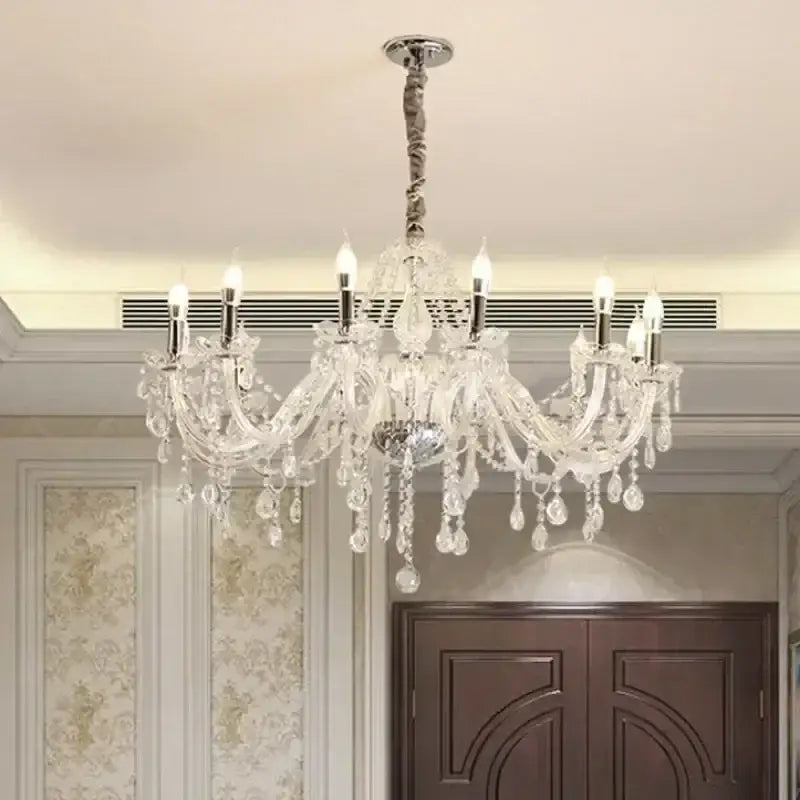 Elegant gold crystal candelabra pendant chandelier for dining room