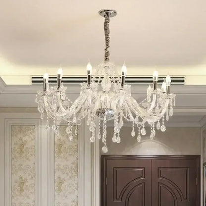 Elegant gold crystal candelabra pendant chandelier for dining room
