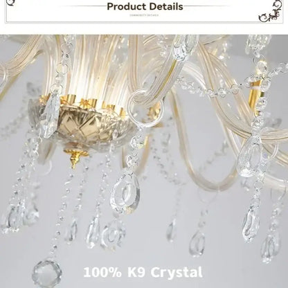 Elegant gold crystal candelabra pendant chandelier for dining room
