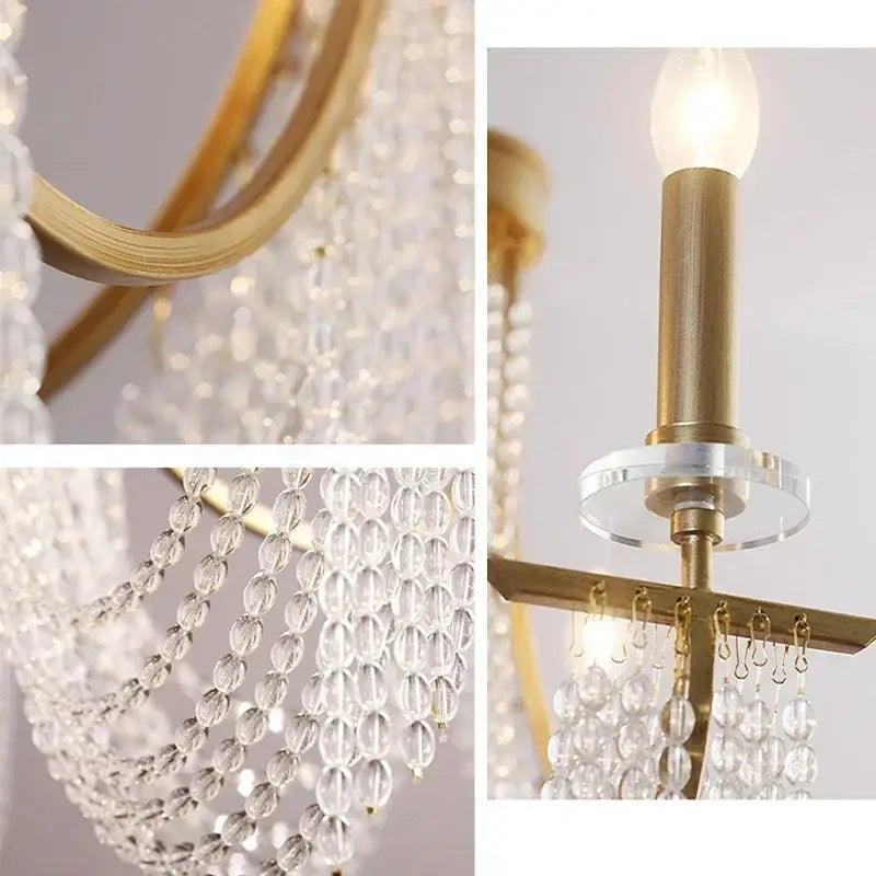 Elegant gold crystal candle chandelier for dining room
