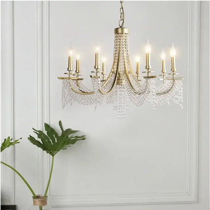 Elegant gold crystal candle chandelier for dining room