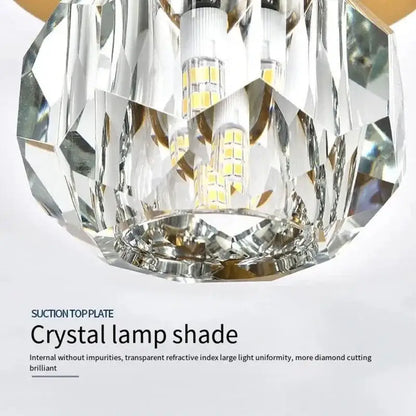 Elegant gold crystal ceiling light fixture for hallway entrance