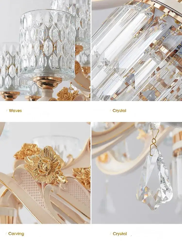 Elegant gold crystal chandelier dining room pendant light