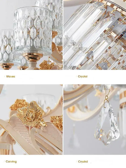 Elegant gold crystal chandelier dining room pendant light
