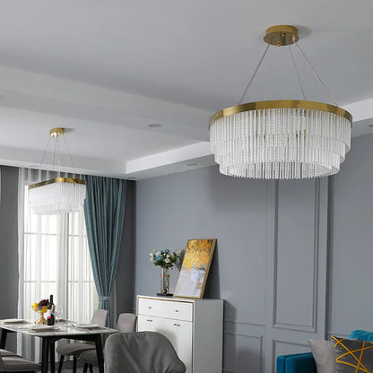 DecorBites™ Elegant Gold Crystal Chandelier for Home Lighting
