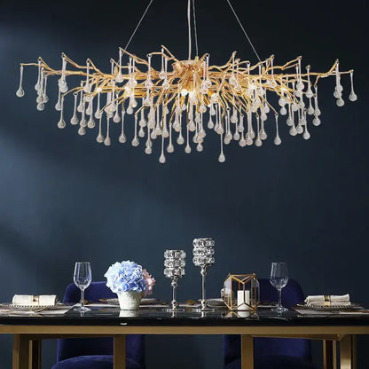 Elegant gold crystal chandelier living room branch light