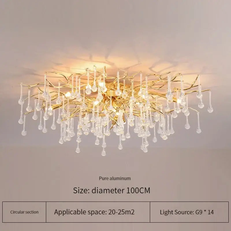 Elegant gold crystal chandelier living room branch light