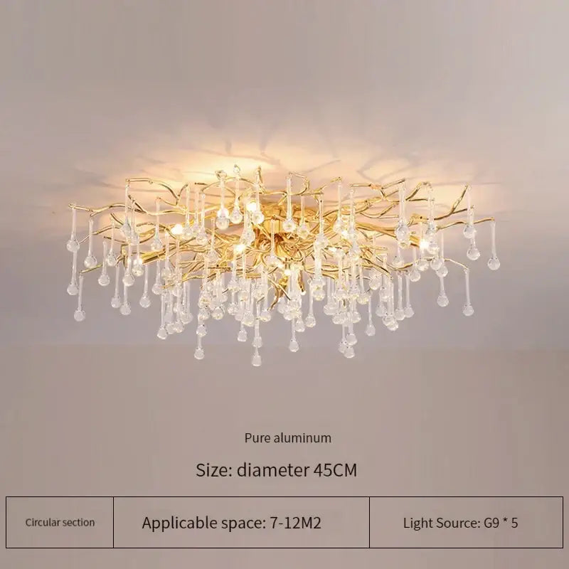 Elegant gold crystal chandelier living room branch light