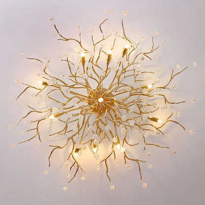 Elegant gold crystal chandelier living room branch light