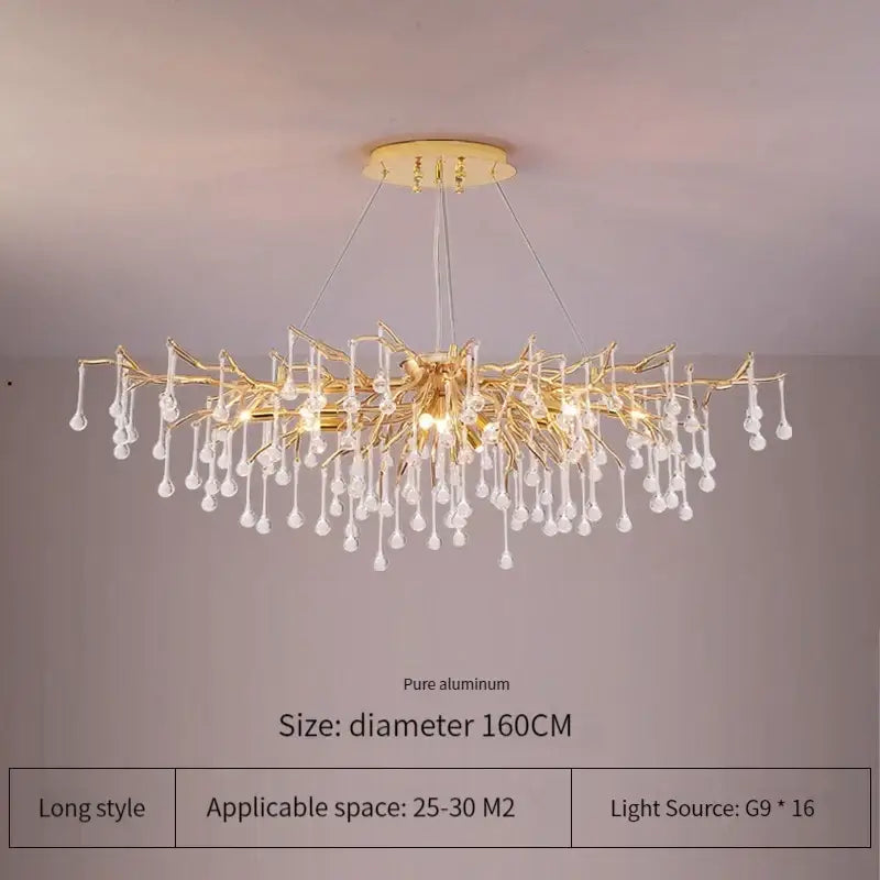 Elegant gold crystal chandelier living room branch light