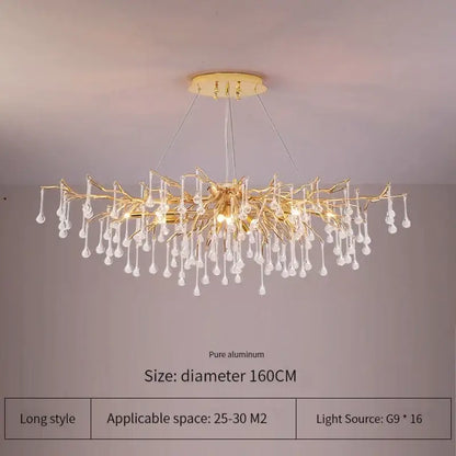 Elegant gold crystal chandelier living room branch light