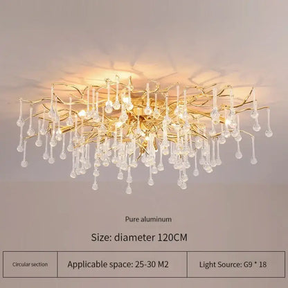 Elegant gold crystal chandelier living room branch light
