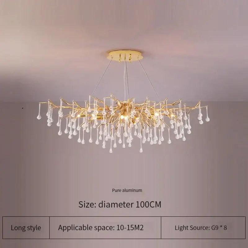 Elegant gold crystal chandelier living room branch light