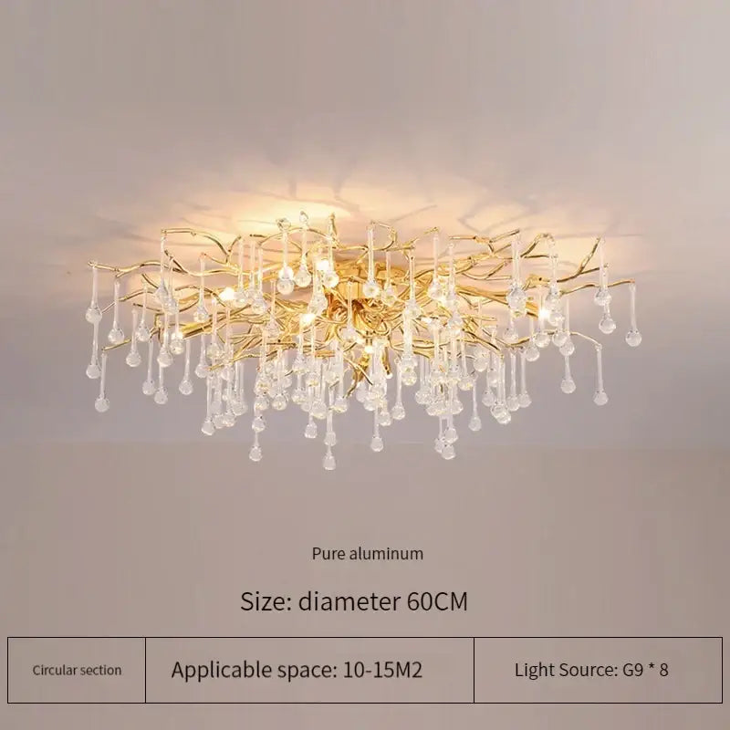 Elegant gold crystal chandelier living room branch light