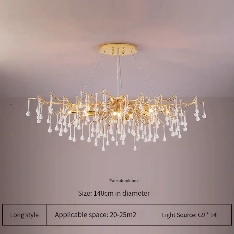 Elegant gold crystal chandelier living room branch light