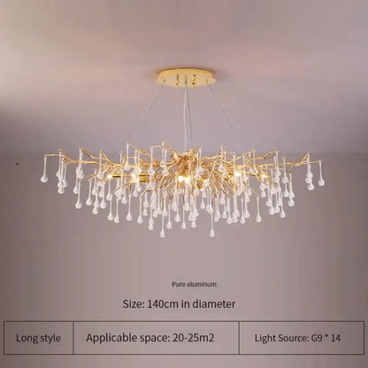 Elegant gold crystal chandelier living room branch light
