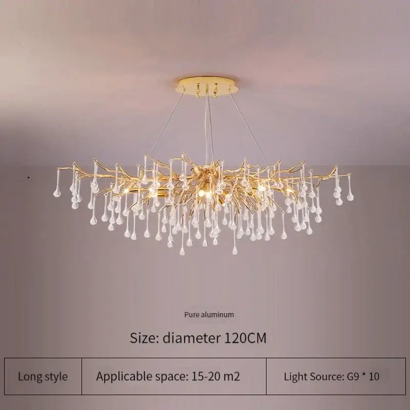 Elegant gold crystal chandelier living room branch light