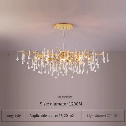 Elegant gold crystal chandelier living room branch light