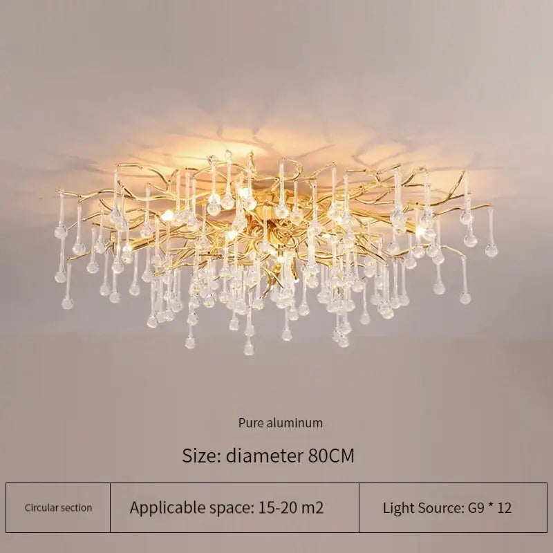 Elegant gold crystal chandelier living room branch light