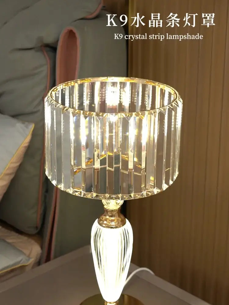 Elegant gold crystal desk lamp bedroom bedside light
