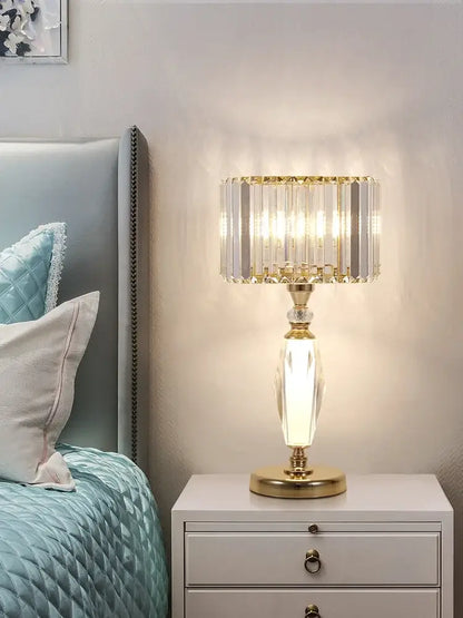 Elegant gold crystal desk lamp bedroom bedside light