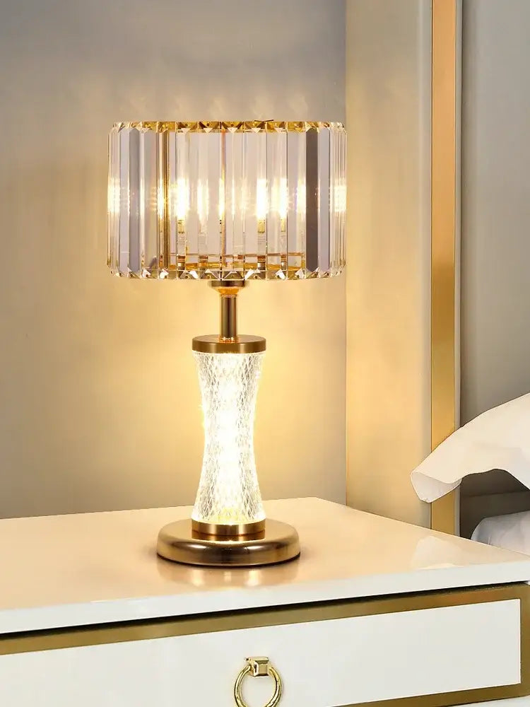 Elegant gold crystal desk lamp bedroom bedside light