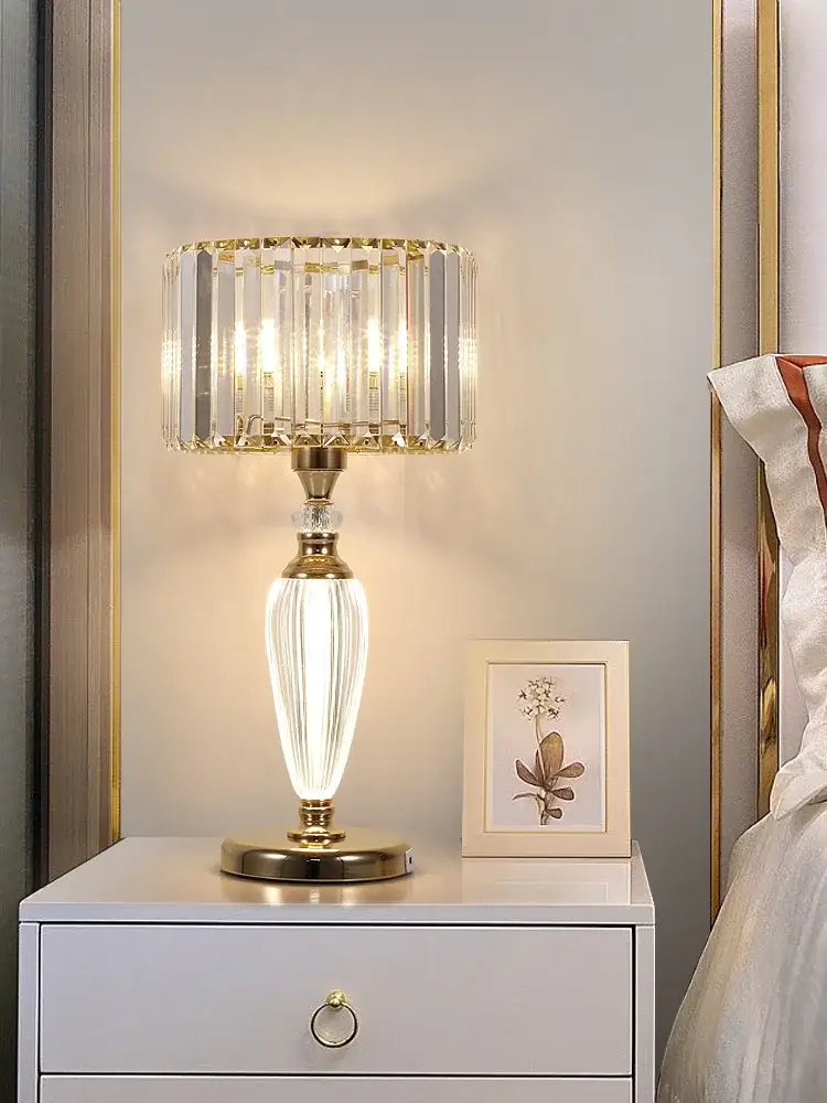 Elegant gold crystal desk lamp bedroom bedside light