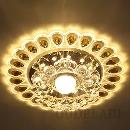 Elegant gold crystal glass led ceiling light for living room
