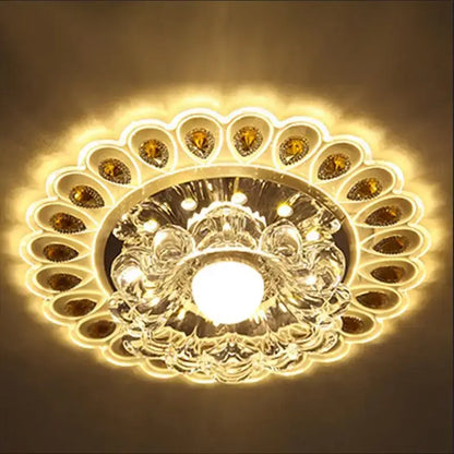 Elegant gold crystal glass led ceiling light for living room