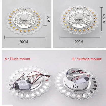 Elegant gold crystal glass led ceiling light for living room
