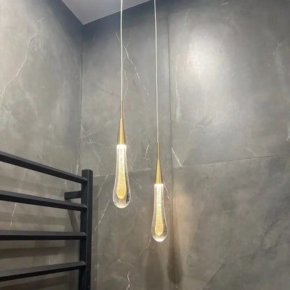 Elegant gold crystal glass led pendant lights dining room teardrop