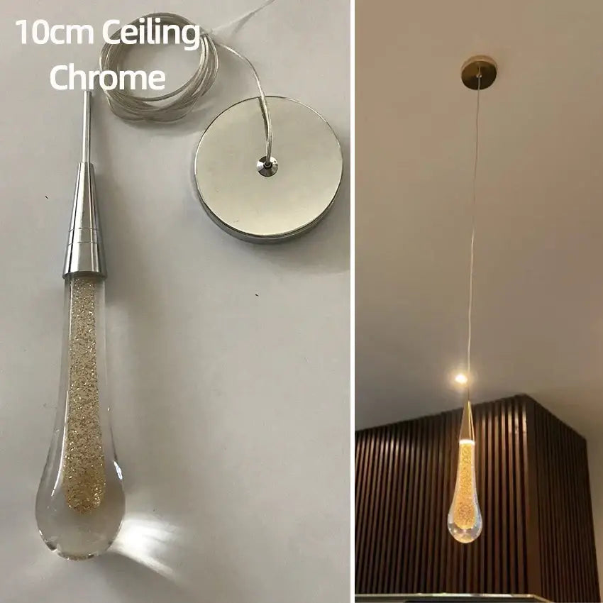 Elegant gold crystal glass led pendant lights dining room teardrop